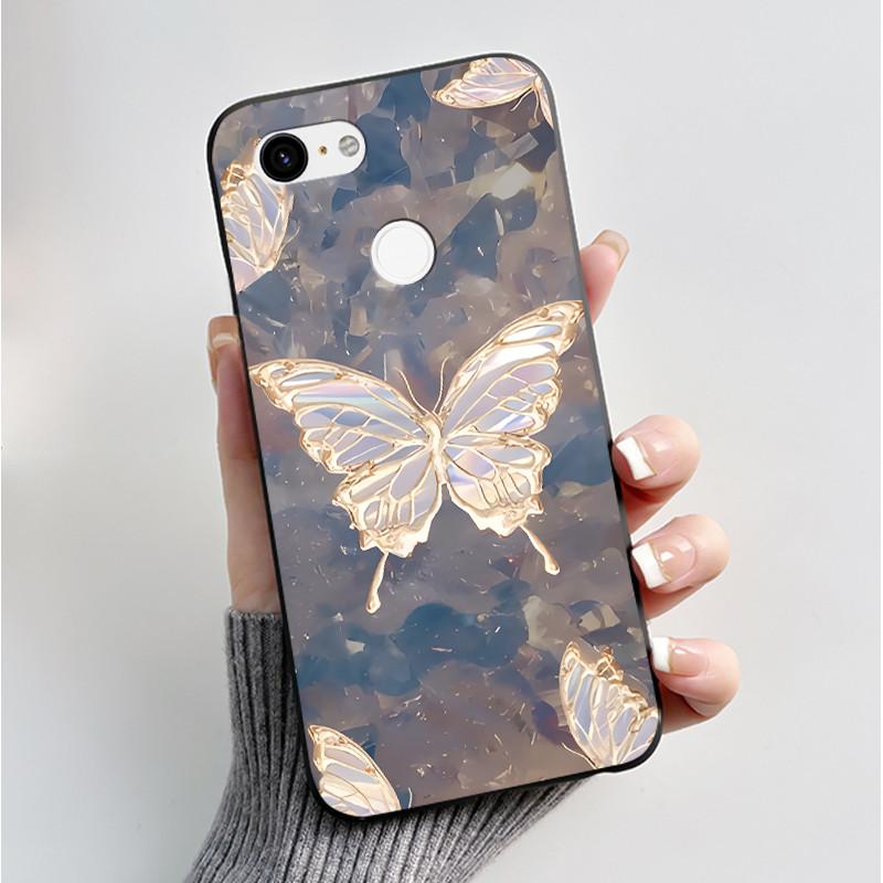 For Google Pixel 3 XL Case Black Bumper Soft TPU Silicone Cover for Pixel 3 XL Phone Cases Pixel3 3XL Butterfly Flower Capa