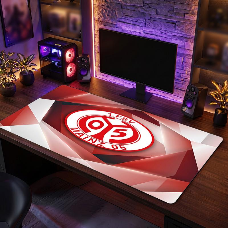 Mainz FC Theme Pattern Mouse Pad, Soccer Logo Design XXL Gaming Desk Mat Non-Slip Computer Mouse Pad