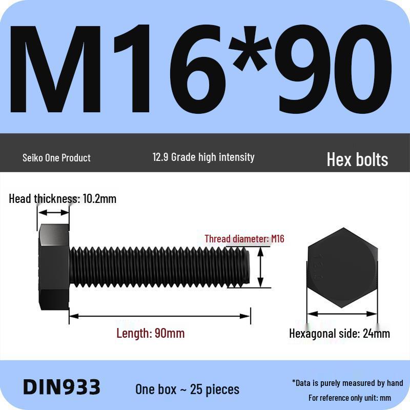 High Strength Class 12.9 Hex Bolt Set: M4-M16 Sizes