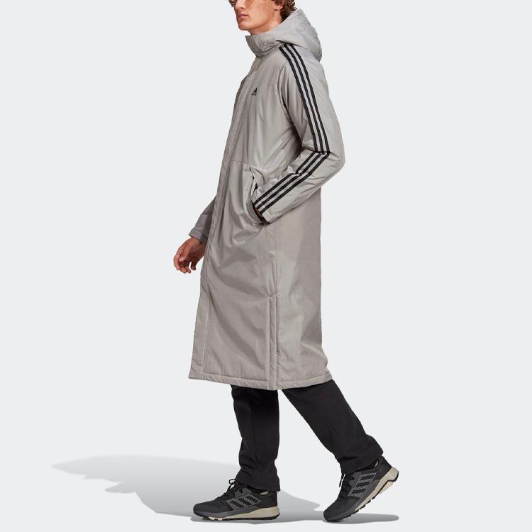 Adidas Puffer Jackets Men's Gray Hooded Thickened Other (Unisex) Puffer Jackets GE9993