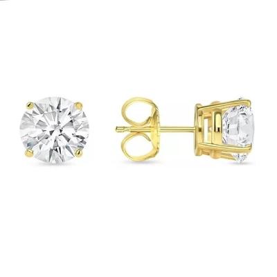 Orecchini a Bottone con Diamante Taglio Rotondo da 4,5 Carati Jewels Prim Placcati in Oro Giallo Massiccio Reale 18K con Chiusura a Pressione Orecchini a Cesta