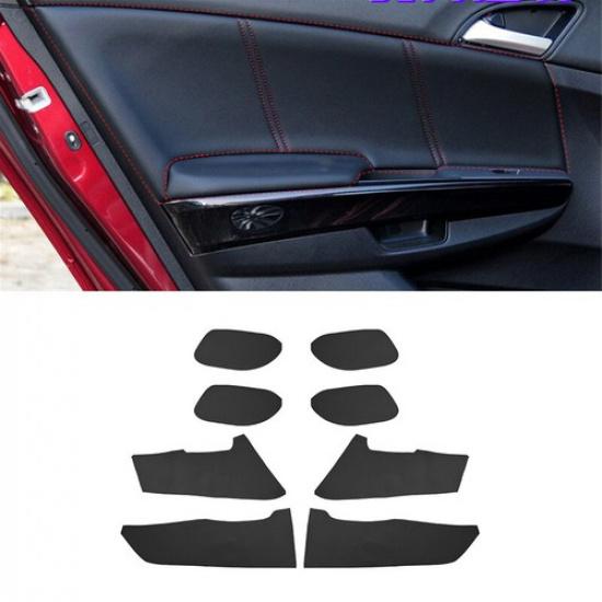 8x Black Leather Interior Door Panel + Armrest Cover For Honda Accord 8th 08-12