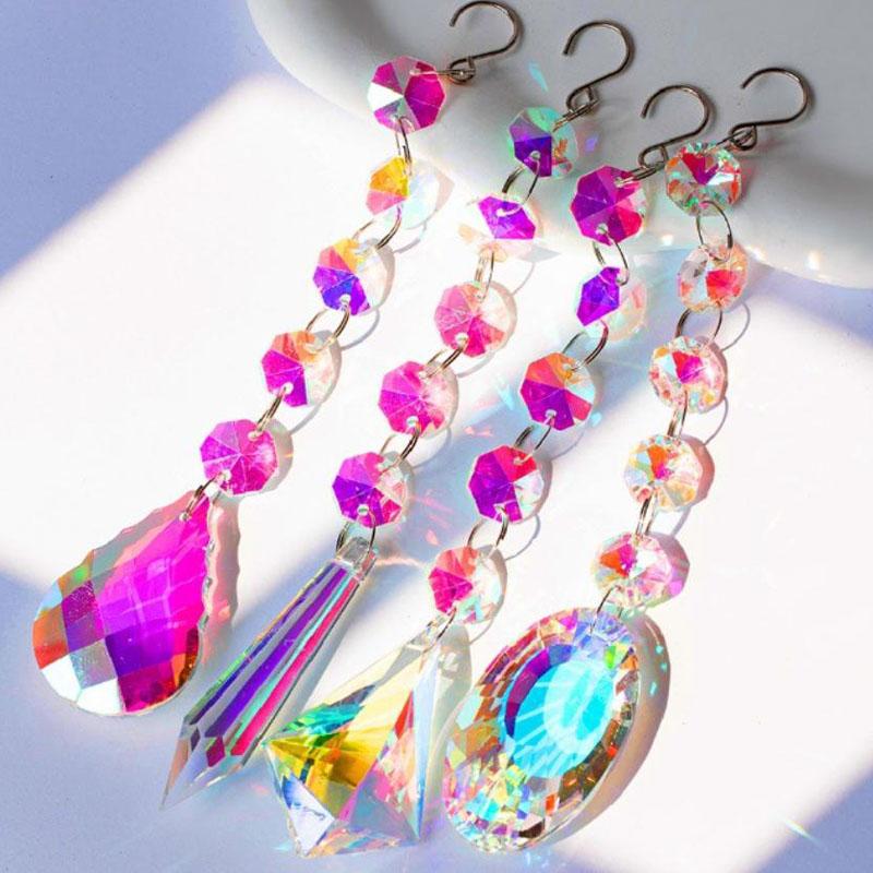 7pcs Sun Catcher Set for Indoor Windows, Featuring Crystal Beads and Rainbow Prism Balls, Perfect for Hanging Decorations In Offices Homes and Gardens