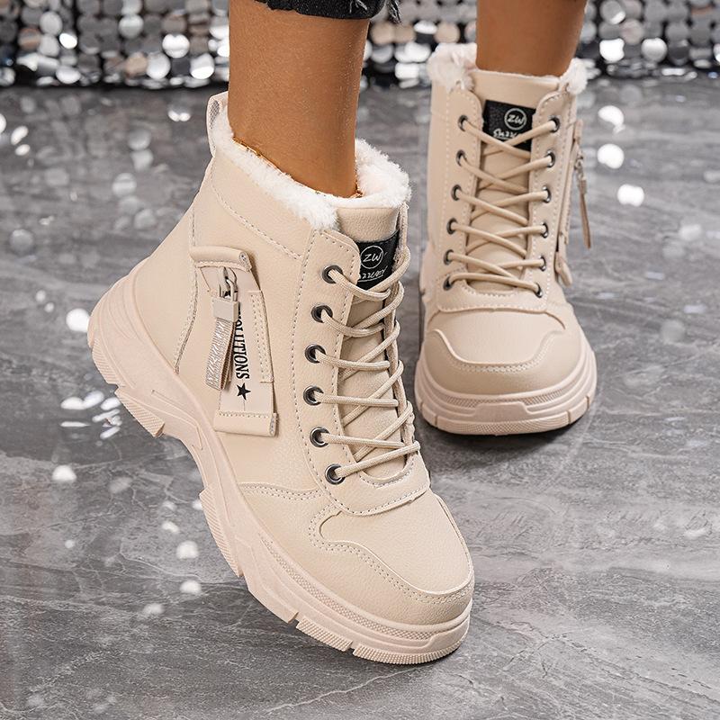 Large Size 2026 High-top Fashion Velvet Warm Women's Autumn and Winter New Thickened Cotton Shoes Martin Boots