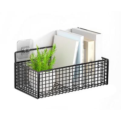 Wall Storage Basket Black Drill Free Multifunctional Space Saving Hanging Kitchen Metal Baskets for