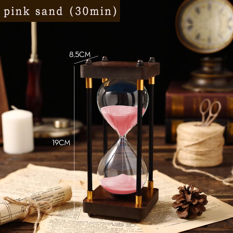 Klasická dřevěná přesýpací hodina: 60min & 30min pro domácí nebo kancelářskou výzdobu, minimalistický styl