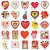 50 Sheets Retro Valentine's Day Stickers: Cartoon Hearts & Romantic Graffiti for Journals & Storage Boxes