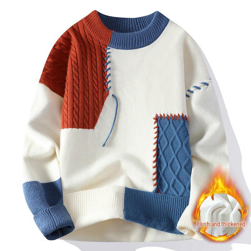 2024 Winter Men's Fleece Sweater: Japanese & Korean Style Knitwear