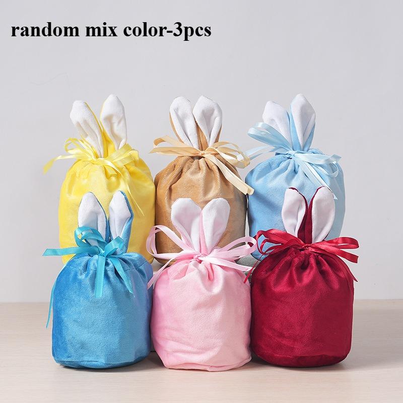 

Plush-like Soft Bunny Ear Treat Bags - Easter Egg Hunt Gift Pouches with Drawstring Closure, Bunny Ears for Candy, Party Favors as show