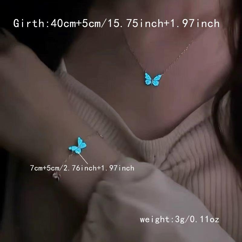 Dainty Fairycore Blue Butterfly Pendant Necklace for Women Summer Beach Silver Color Clavicle Chain Y2K Aesthetic Jewelry Gift