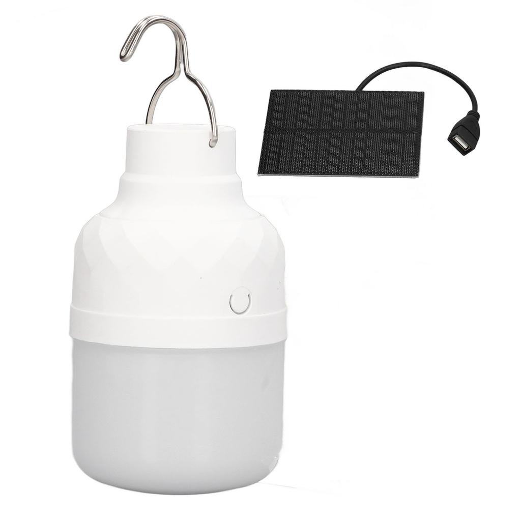 Solar Powered LED Bulb 40W 5000K 1500lm Portable LED Light Bulb with 3W 5V Solar Panel for Camping