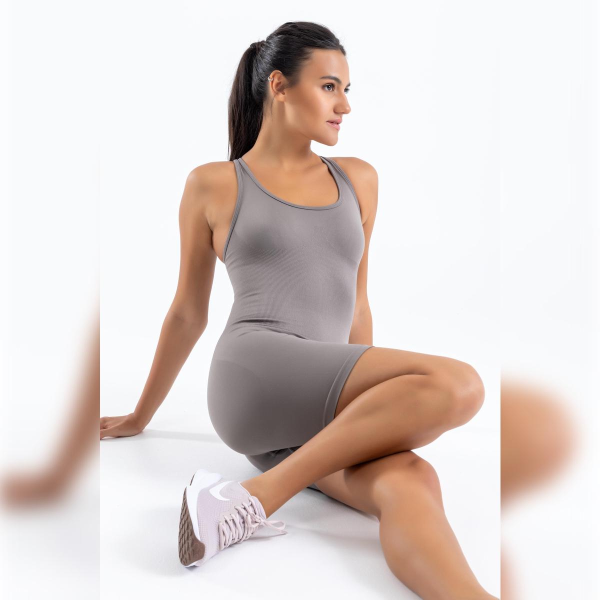 

Безшовні короткі комбінезони Push-Up XS/S дим