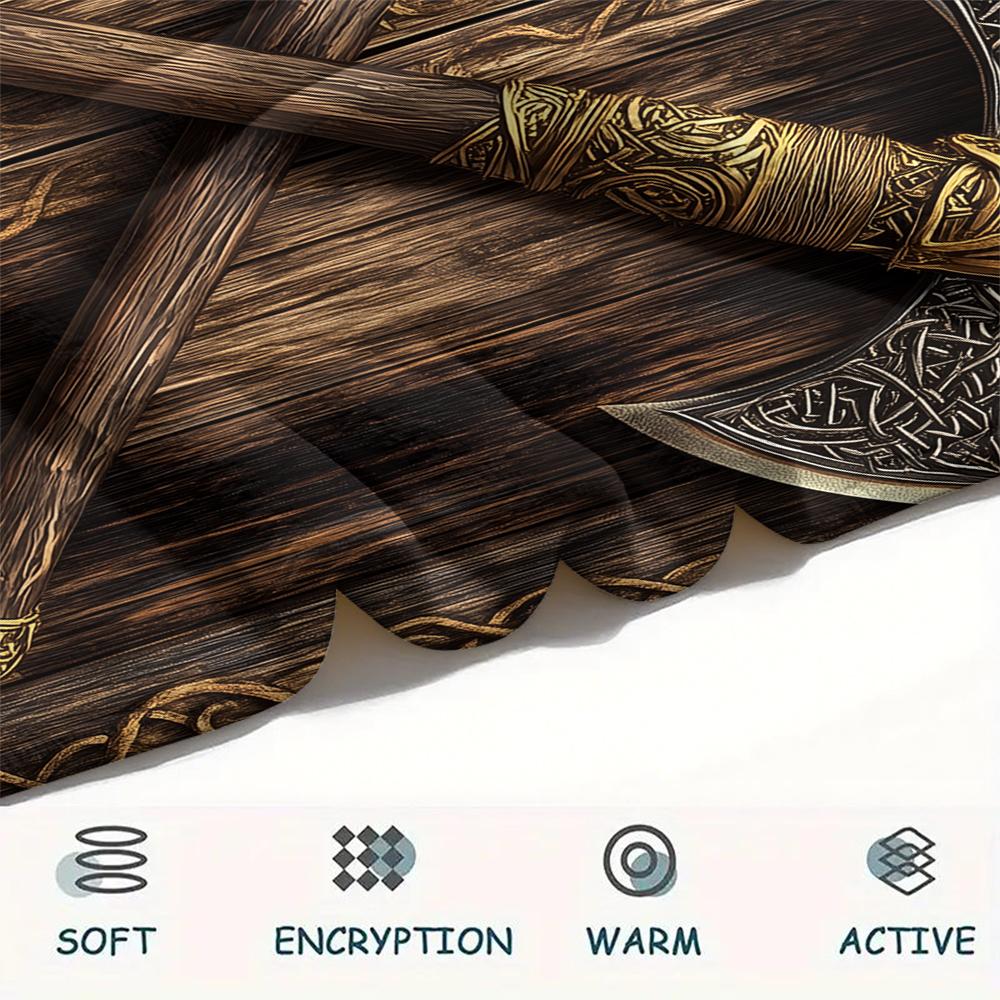 Viking Battle Axe pattern Flannel Blanket, High quality Comfortable for All Seasons, Home Decor, Warmth and Comfort, Perfect for Gifts.