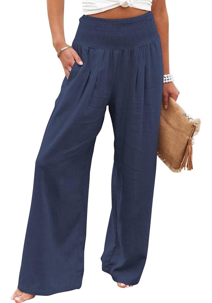 2026 Spring/Summer Women's Casual Loose Cotton Ruched Distressed Mid-rise Pants