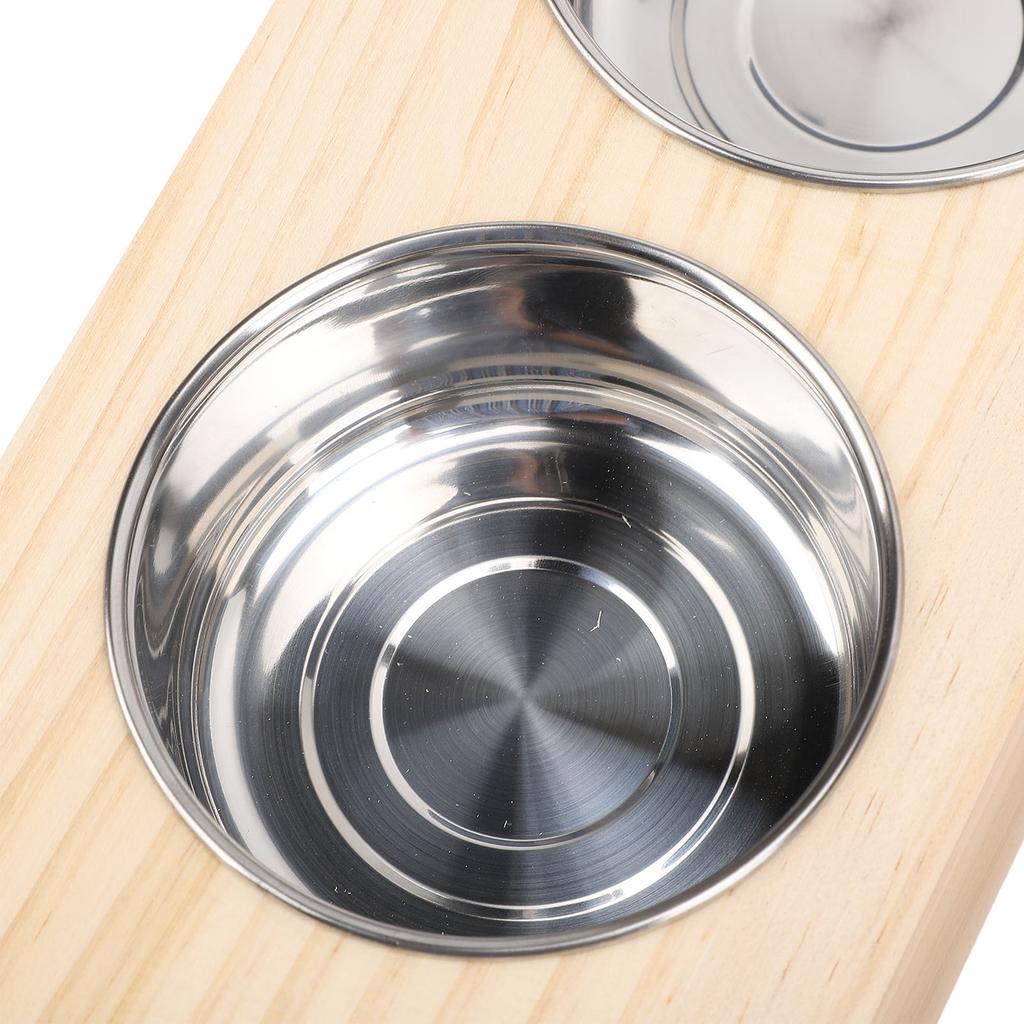 Rabbit Hay Feeder with Litter Box 2 Stainless Steel Bowls Wooden Bunny Feeding Manger for Chinchillas Hamster Small Animals