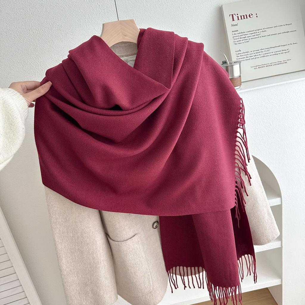 Classic Solid Tassel Scarf Men Women Fall Winter Imitation Cashmere Thick Versatile Shawl Causal Wrap Warm Muffler Male Female