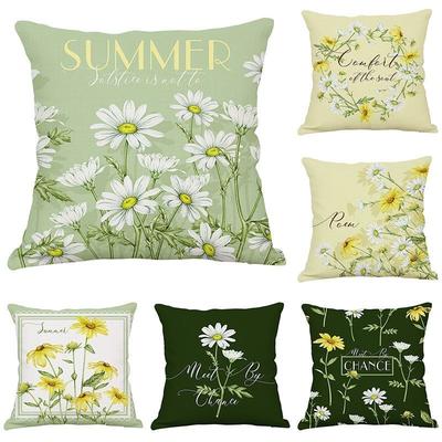 Housse de coussin motif fleurs de plantes fraîches Housse de coussin pour canapé salon Voiture Gîte Oreiller lombaire Oreiller Housse d'oreiller
