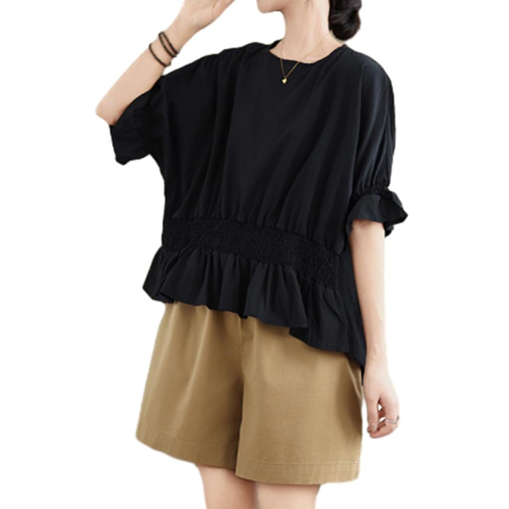 JoccKorr Short Flared Loose Everyday Women's T-Shirt, Sleeve, Sleeves, Fit, Casual, Slimming, Lightweight, Figure-Flattering, Cute, Wear, Commuting,
