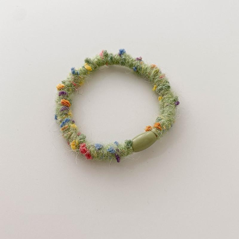 Trend Solid Candy Color Fluffy Elastic Seamless Ponytail Cotton Headband Rubber Band Hair Accessories for Girls and Women