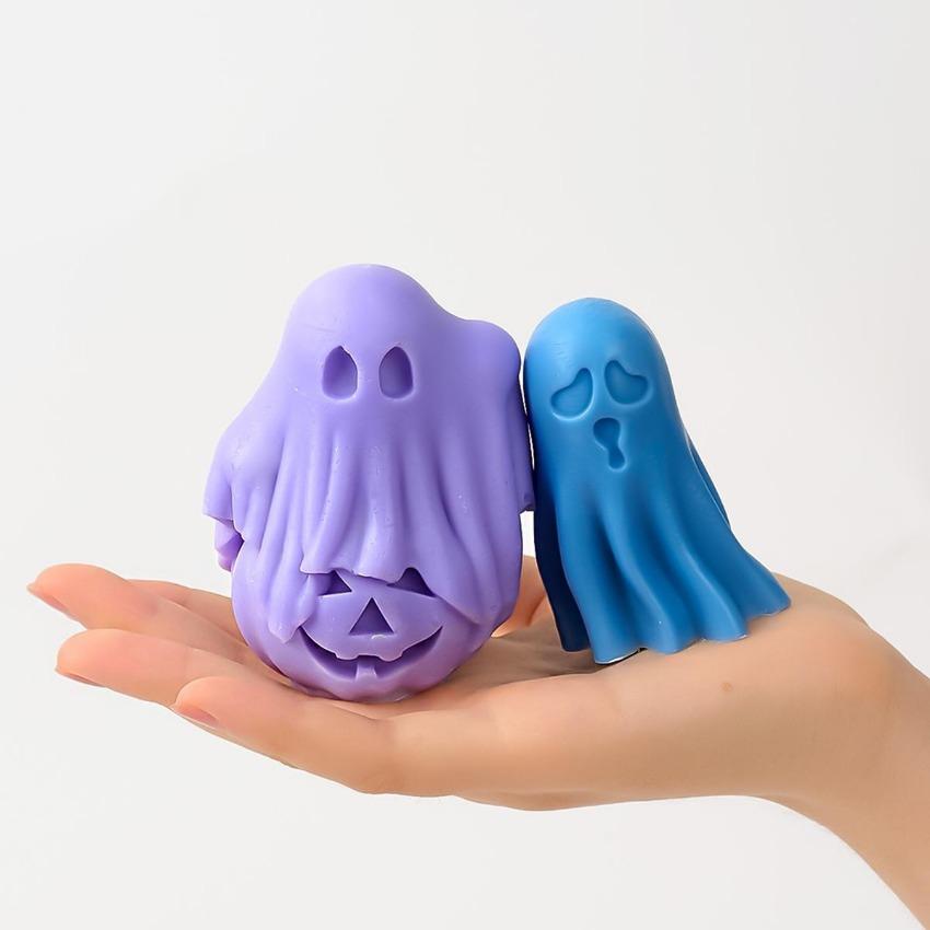 Stampo per Candela Zucca Fantasma Fai da Te Fatto a Mano Halloween Creativo Mostro Carino Gesso Cemento Stampo in Silicone 3D Artigianato Profumato Ornamenti