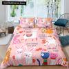 Kids Cartoon Rabbit Carrot King Queen Duvet Cover Boys Girls Cute Bunny Bedding Set Animal Quilt Cover Polyester Comforter Cover