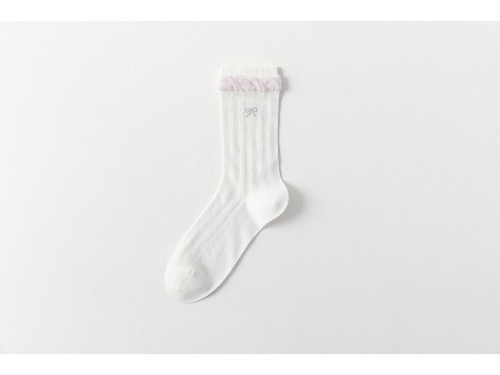 Spring & Summer Breathable Mesh Mid-Calf Socks with Bow Lace Bubble Cuff