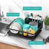 MERRYBOX Dish Automatic Kitchen Washing Dish Drying Drainer with Wide Large 3 Compartment Cookware Holder Drainer, Rust-Proof, Drain, Drainer, Black,