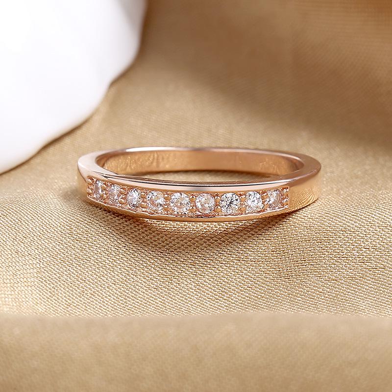 

Minimalist Cross-Mirror Women s Ring: Single Row Diamond, Eco-Friendly Copper, Fashion Jewelry US Size 9 розового золота