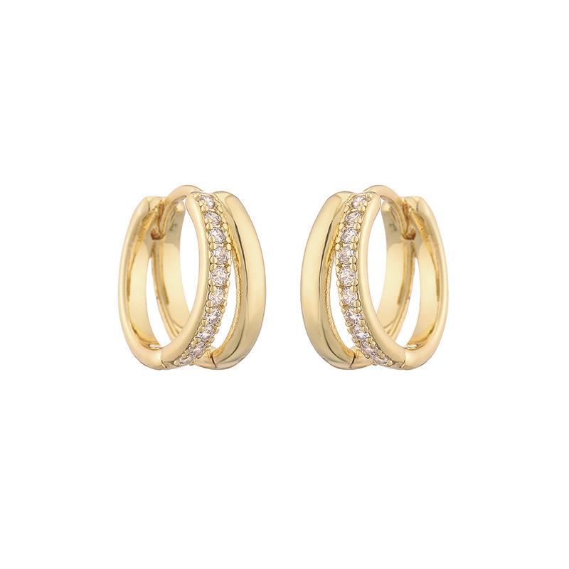 Fashionable Double-layer Hollow Circle Small Versatile Earrings