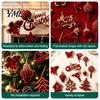 Indoor Christmas Tree Ornament Set Flocked Ornaments with Gold Edging, Retro Red Velvet Hanging Soft Flocking Fabric Holiday Decor Decoration,