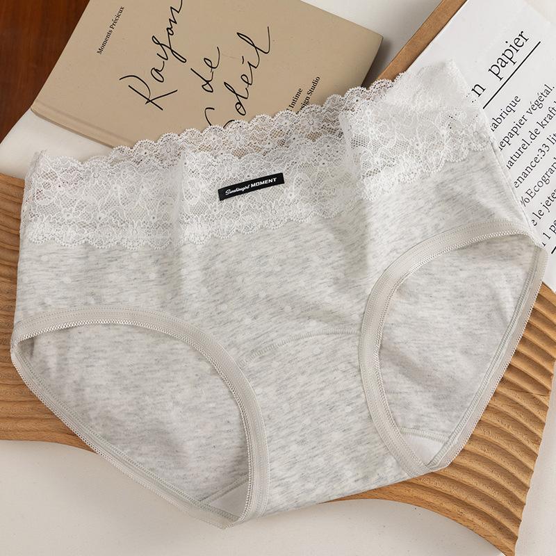 Female Spring and Autumn Sweet Floral Lace Pure Cotton 10A Antibacterial Crotch Waist Triangle Briefs