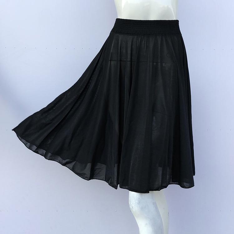 Floral Ice Silk Summer Midi Skirt with Elastic Waist for Middle-Aged & Elderly Women