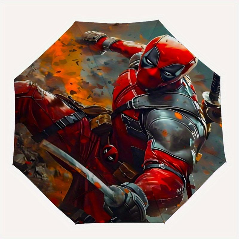 1pc Deadpool Automatic Umbrella - Cartoon Design, Lightweight & Portable,  Travel Umbrella, Durable Canopy a0820024
