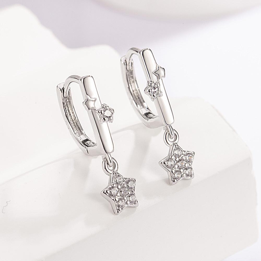 925 Sterling Silver Luxury Quality Jewelry Star Tassel Women's Stud Earrings Ladies Engagement Accessories Prevent Allergies