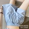 Blue Ice Silk Yamamoto Shorts Women's Summer Thin New High-waisted Loose Wide-leg Pants Casual Sports Five-point Pants