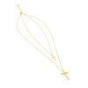 Cross Necklace Titanium Steel Simple Double Layers Gloosy Comfort Sweater Necklace for Belief Gold