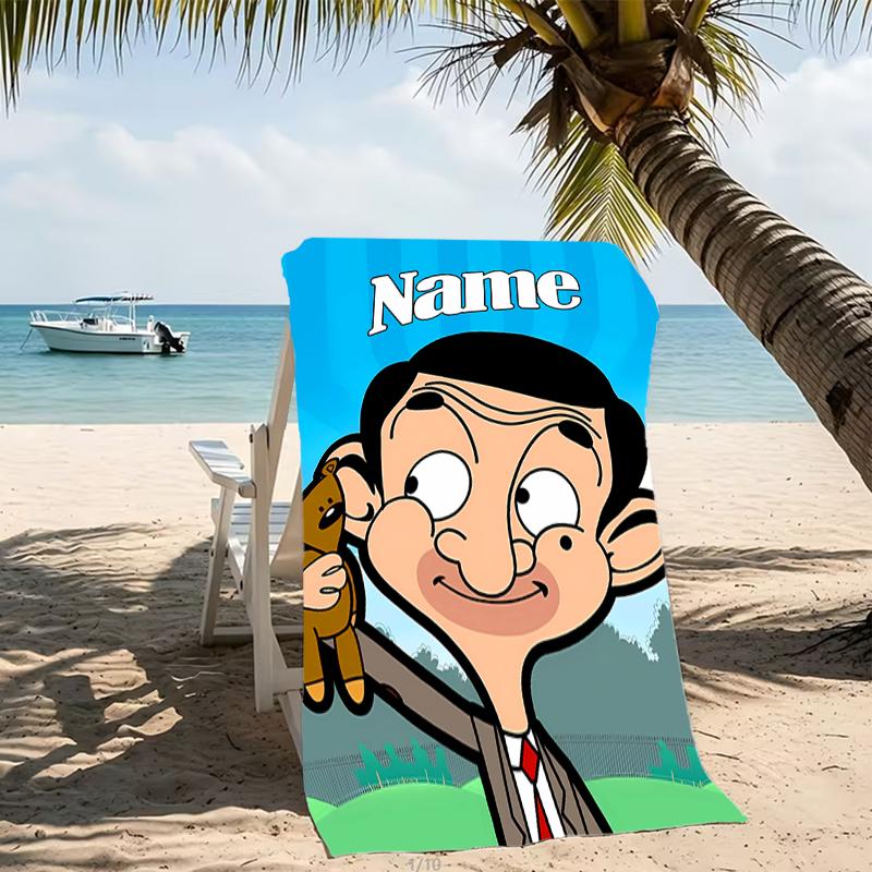 Customizable personalized beach towels Mr. Bean themed designs.Suitable for the beach, yoga, sports;ideal as beach accessories