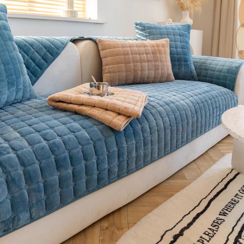 Einfarbiger, hautfreundlicher Sofabezug, rutschfester Kissenbezug aus Baumwollsamt, universeller Sofabezug für das Wohnzimmer, Möbelschutz