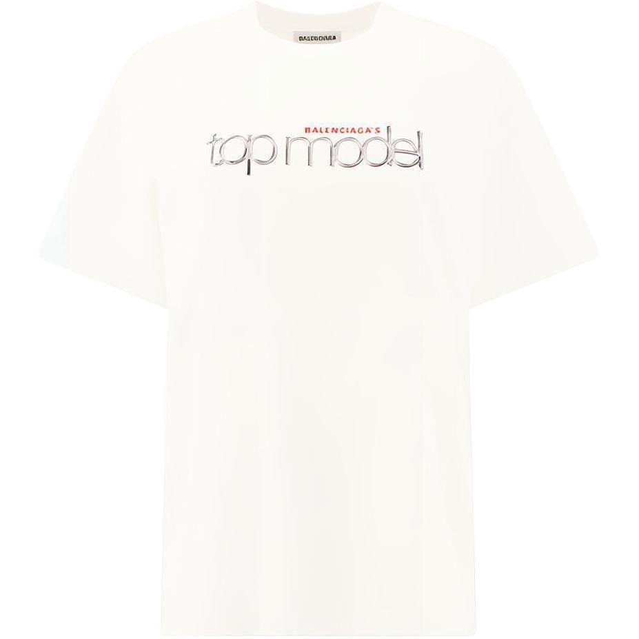 Balenciaga T Shirt Women's White Loose Fit 612965TIV829000