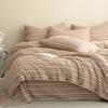 Double-Layer Plaid Bedding Set: All-Season Button-Down Stripe Duvet Cover, Student Dorm Bed Sheet, 3-Piece Set