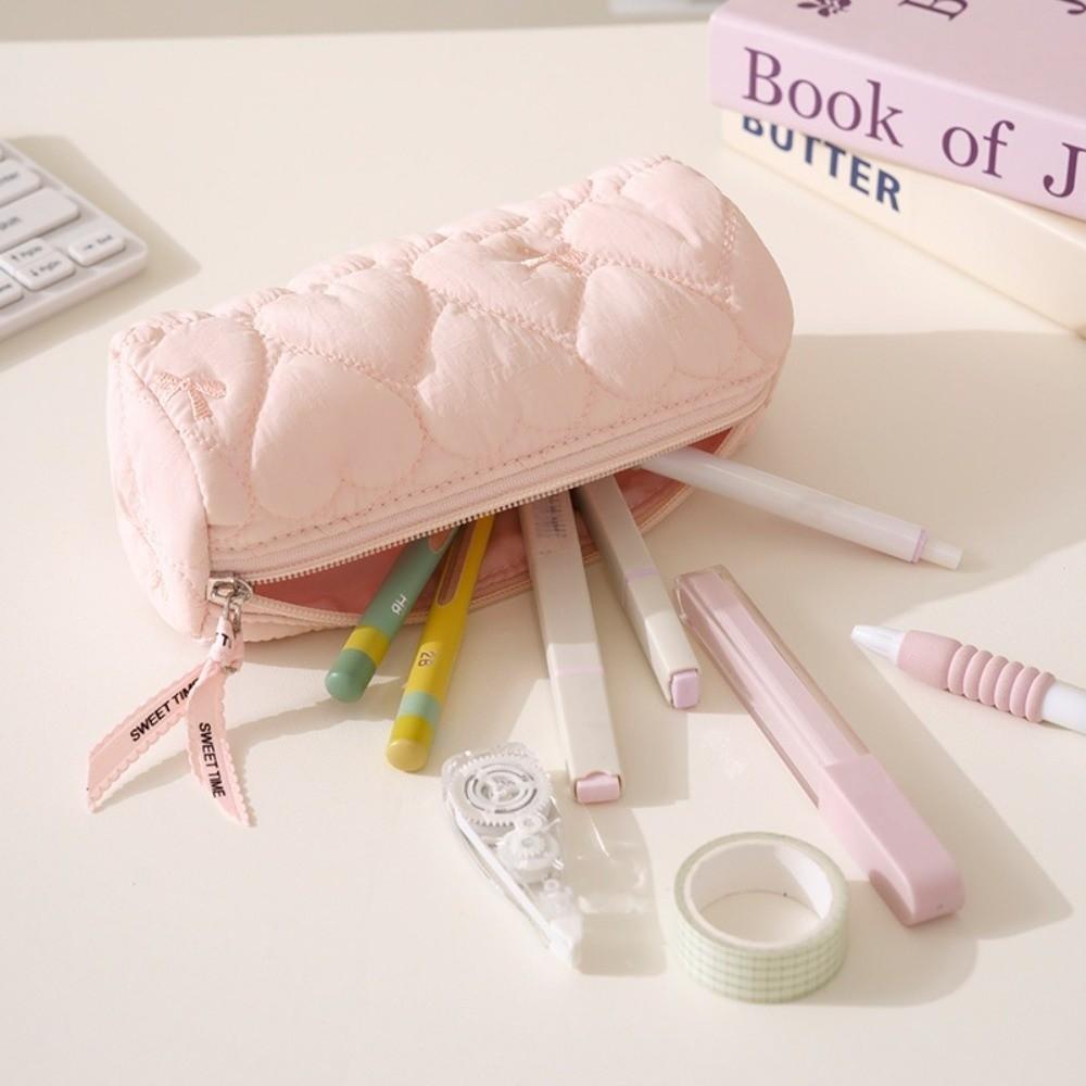 Large Capacity Pencil Case Love Bowknot Design Pencil Box New Makeup Brush Organizer for Students