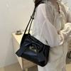 Bucket Bag PU Bow Shoulder Bag Solid Color Fashion Underarm Bag Simple INS Tote Bag  Children
