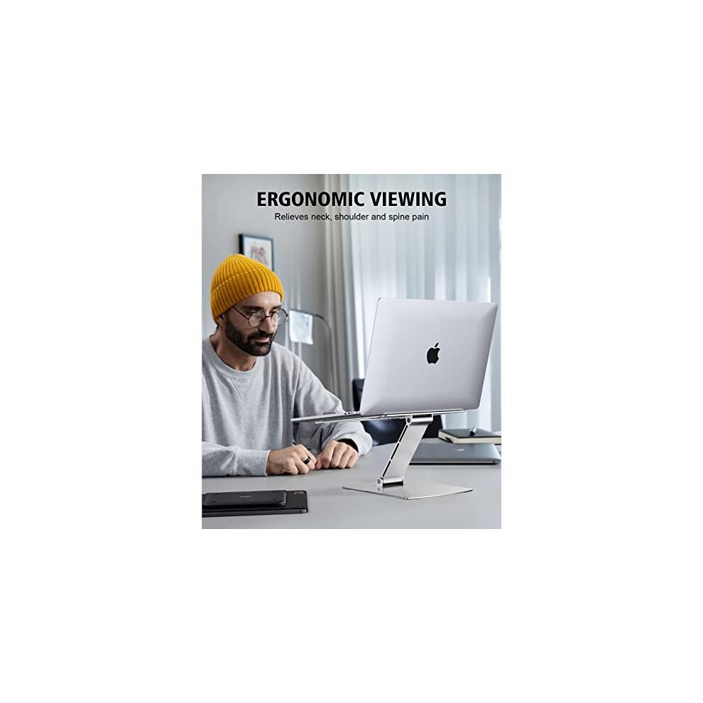Laptop Stand Adjustable Height, Ergonomic Portable Laptop Riser Holder for Desk, Aluminum Foldable Laptop Computer Monitor Stands Compatible with