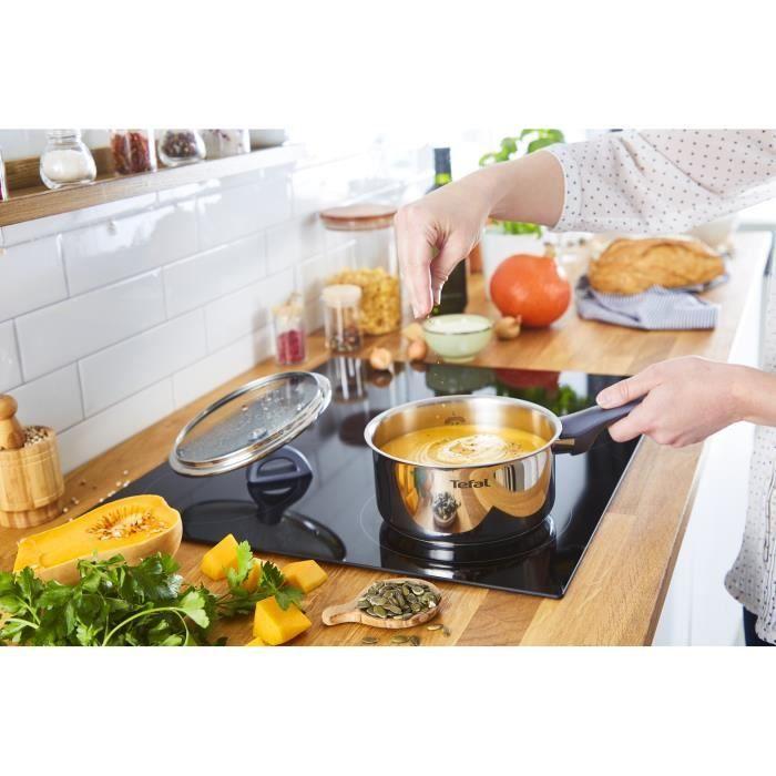 TEFAL G713SB45 Daily Cook Set 11 Pièces INOX : Casserole 16 Cm + Faitouts 20 Et 24 Cm Avec Couvercles + Poêle 28 Cm + 5 Ustensiles