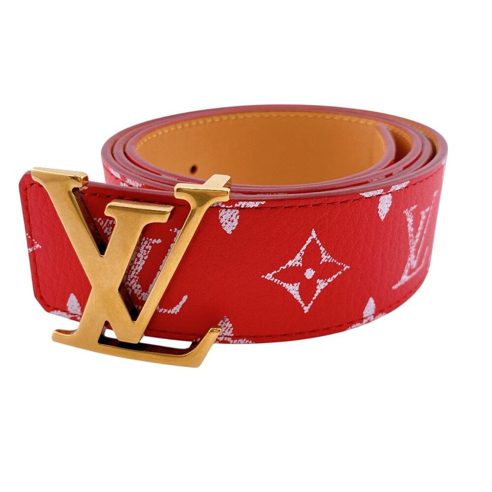 Louis Vuitton M8457 LV Initial Reversible 95/38 40mm Monogram Leather Saintur Belt Red Leather Mens Used