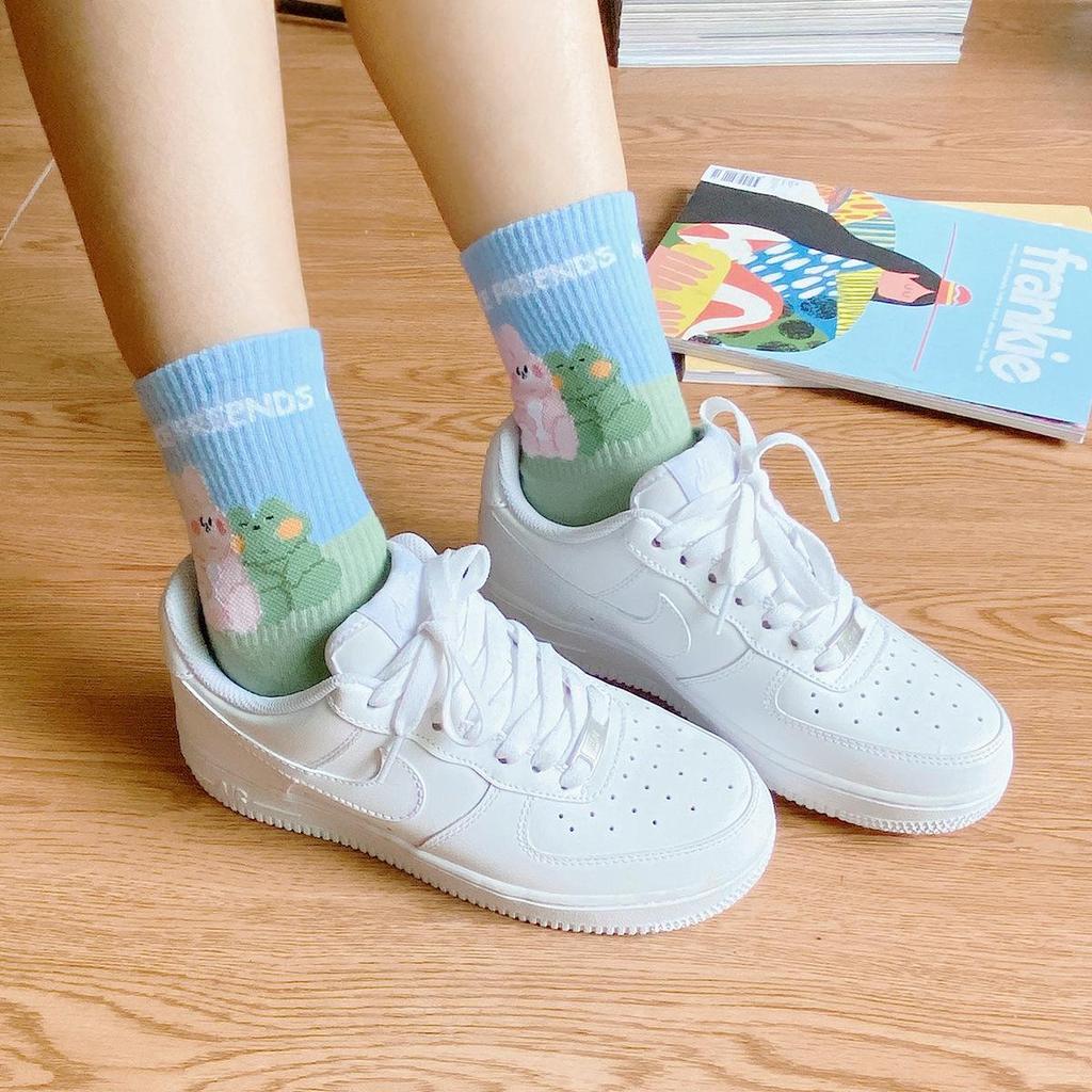 Women's Trendy Cartoon Tiger Kitten Mid-Calf Socks, Spring/Autumn