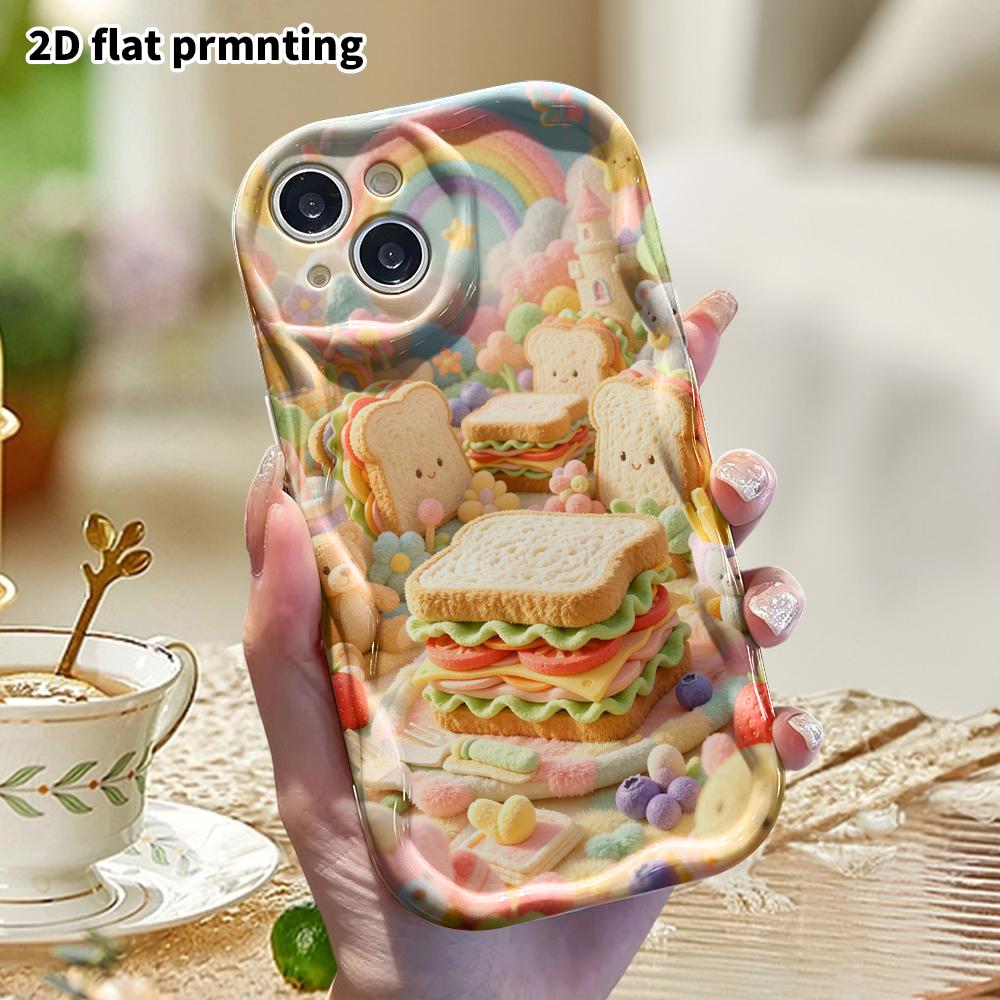 Phone Case: 2D flat, suitable for iPhone 18 17 16 15 14 13 12Pro protective case, sandwich picnic, perfect Christmas and Halloween holiday gift