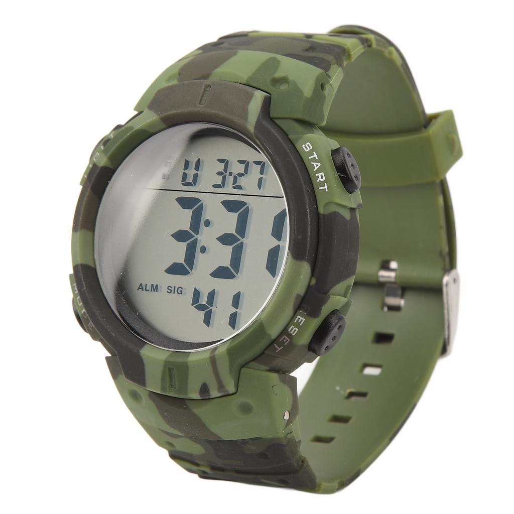 Digital Display Men Sports Electronic Watch Waterproof Multifunction Outdoor Night Light Sporting Watch OD Green