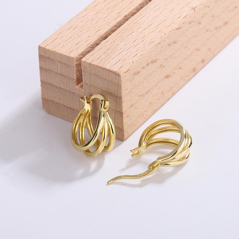 Nimiya S925 Sterling Silver Layered Earrings - Women's Versatile Light Luxury Accessory