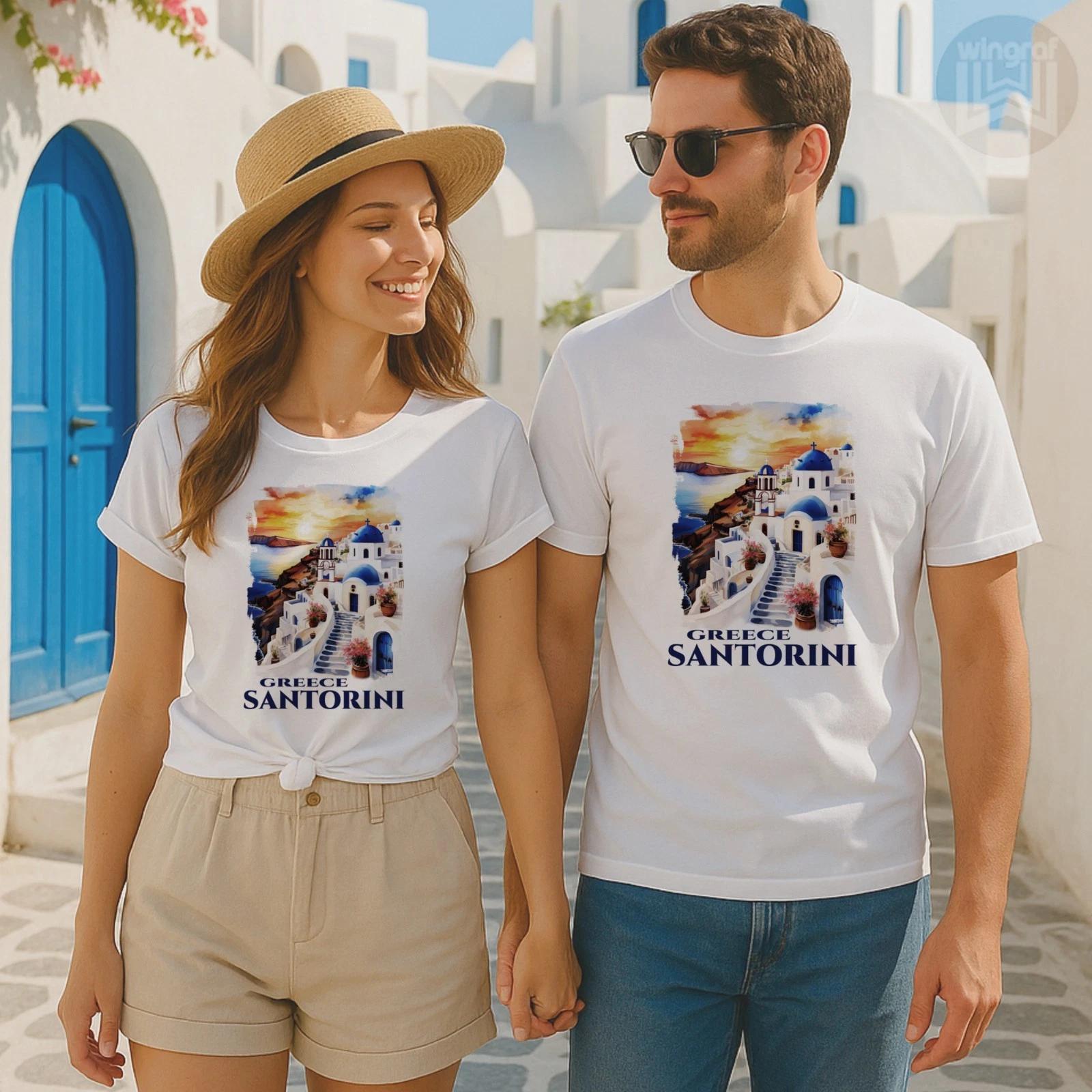 Santorini kids boys T-Shirt holiday tee Greece Island top Thira gift art tee all sizes 150
